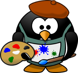 Picture of a painter penguin